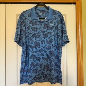 Good Good Golf Men's Lone Wolf Golf Polo Wolf Fish Tropical Large